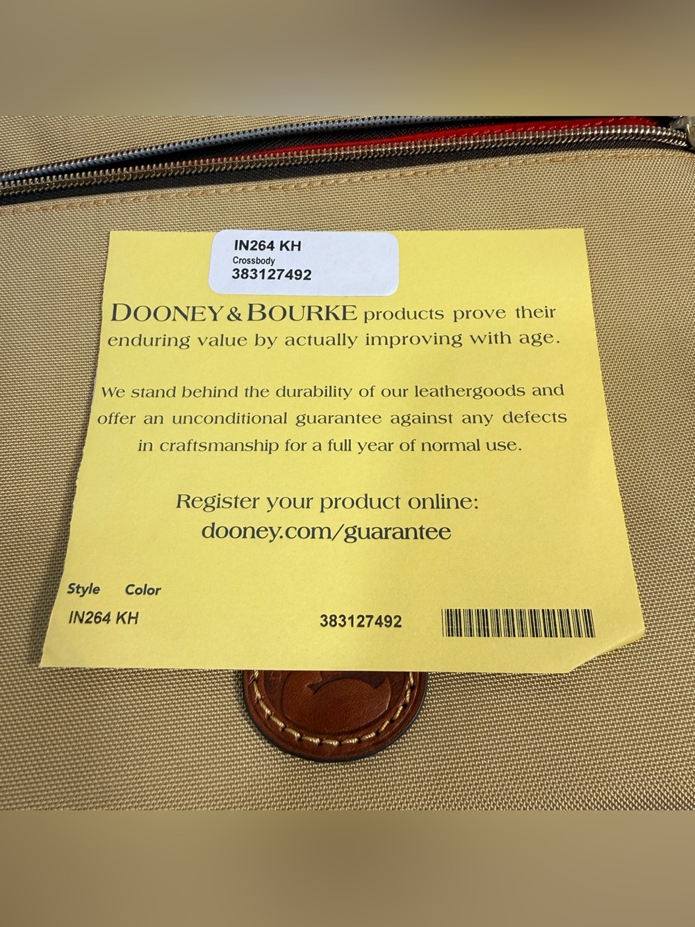 Dooney Bourke Tan Beige Red Interior Canvas Crossbody Bag Purse Adjustable Strap - Picture 4 of 16